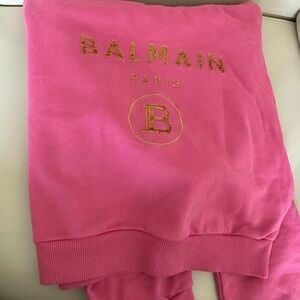 BALMAIN Girls sweatpants & cropped  top selling as a set hot pink color.